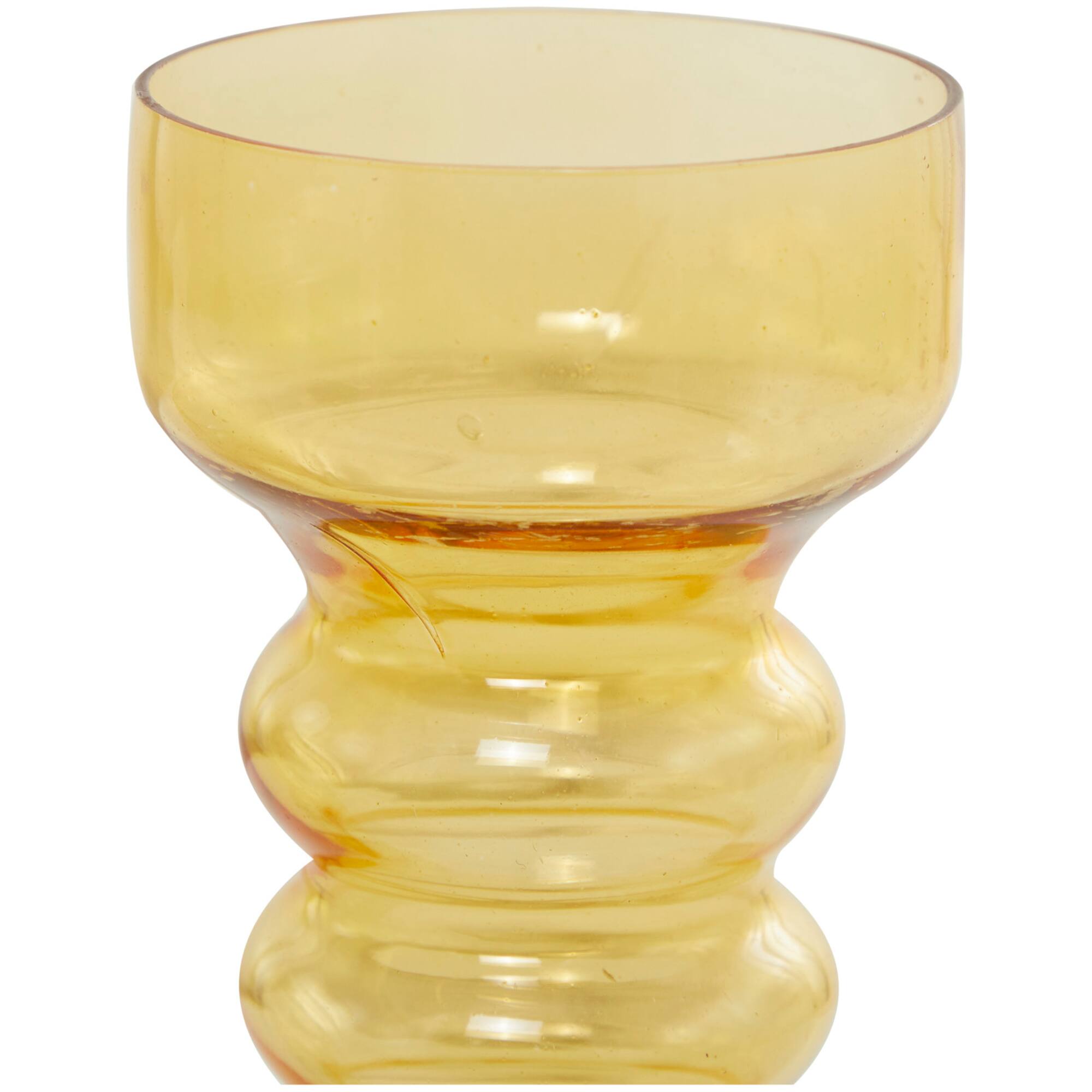 Yellow Glass Bubble Pillar Candle Holder Set